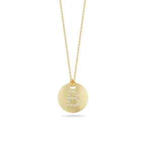 Disc Pendant with Diamond Initial B