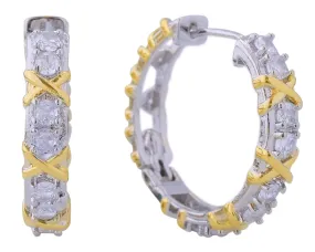 DJE310882 14K Radiant Pave CZ Hoop Earrings