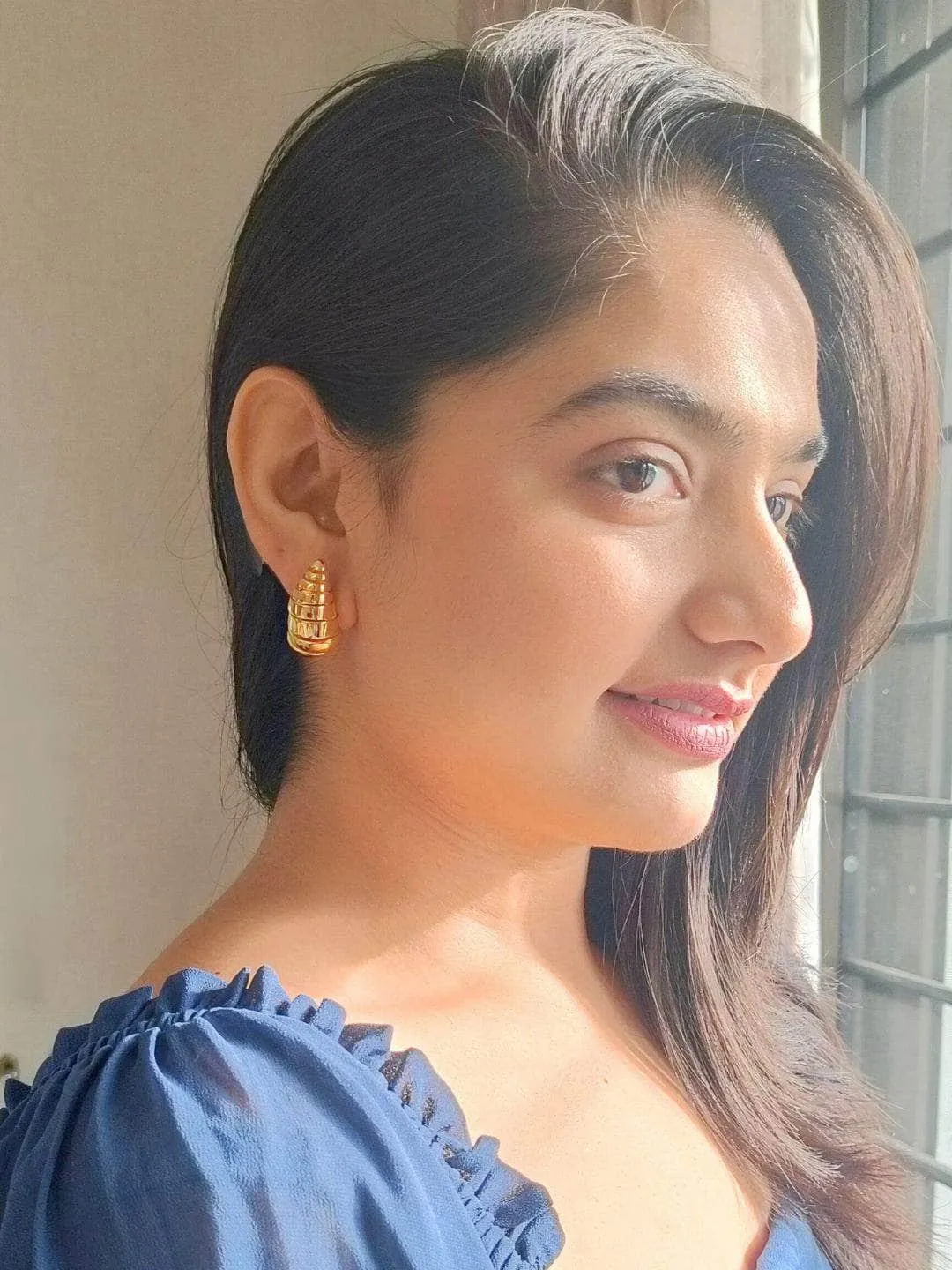 Dome Drop Earrings Gold