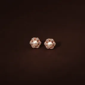 Elegant White CZ With Studded Pearl Earring For Women