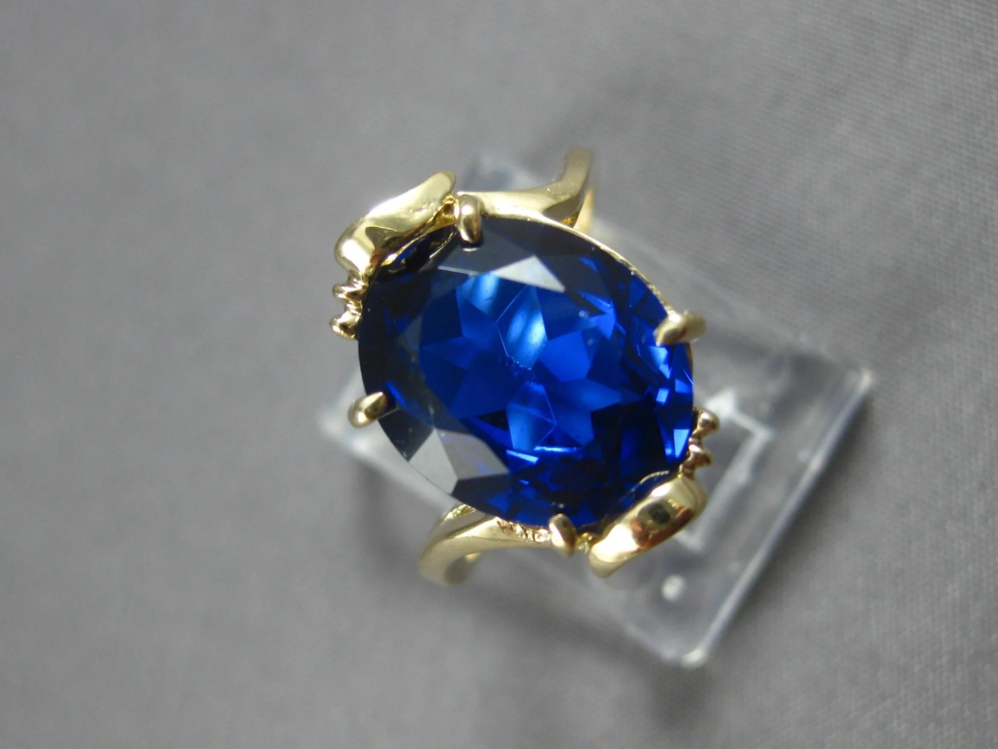 ESTATE AAA SAPPHIRE 14K YELLOW GOLD 3D CLASSIC OVAL FUN LOVE RING #27850