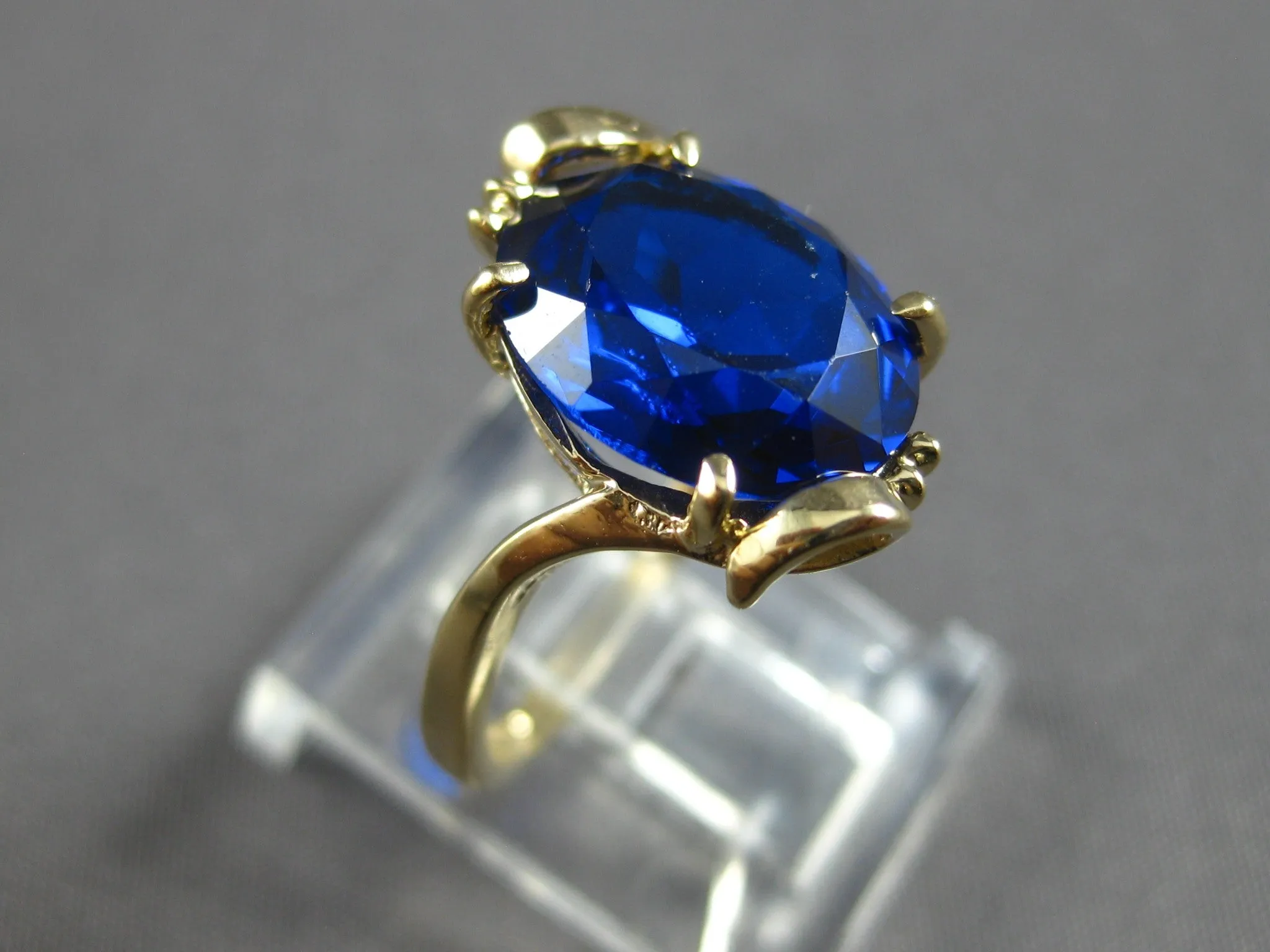 ESTATE AAA SAPPHIRE 14K YELLOW GOLD 3D CLASSIC OVAL FUN LOVE RING #27850