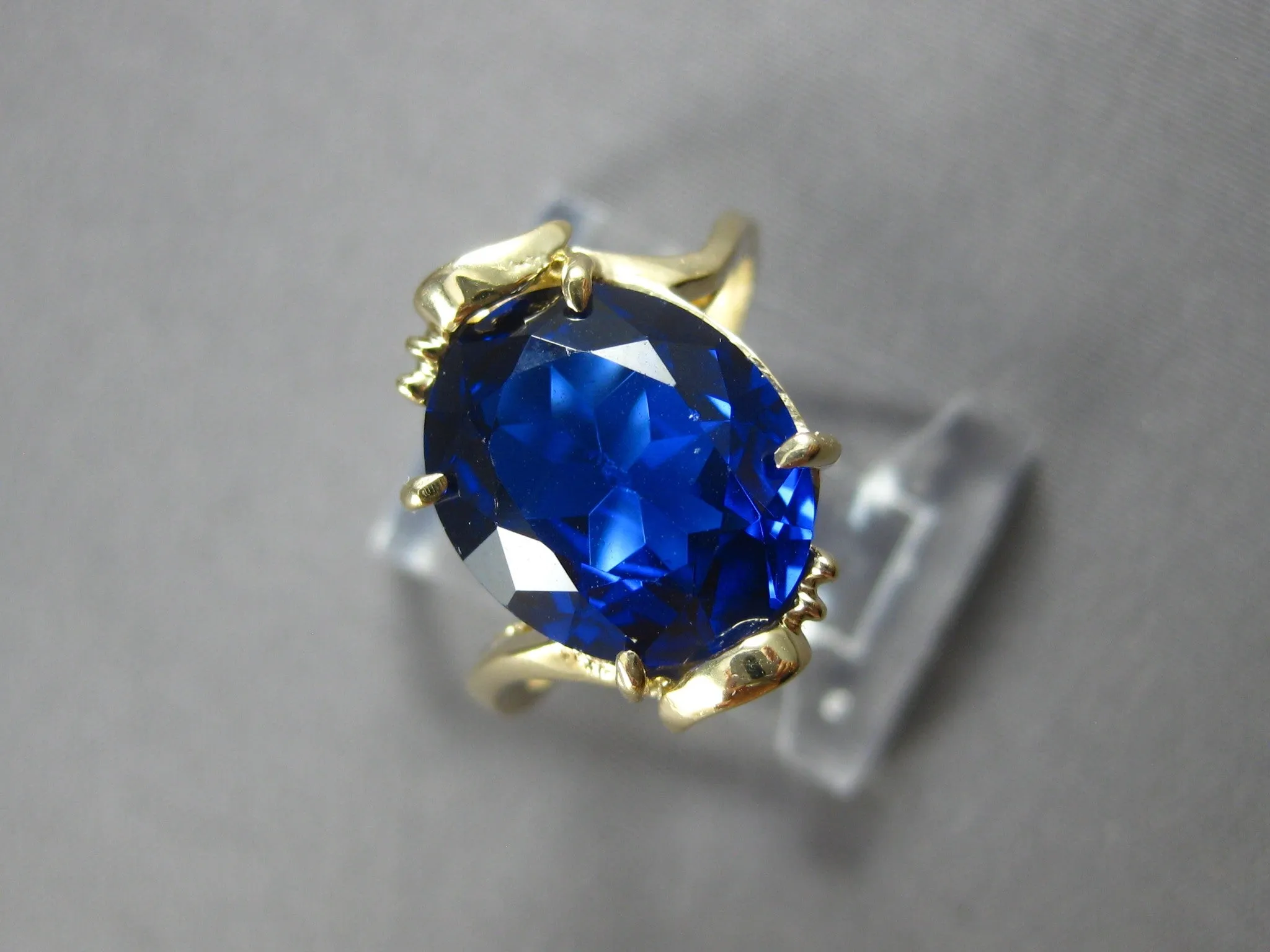 ESTATE AAA SAPPHIRE 14K YELLOW GOLD 3D CLASSIC OVAL FUN LOVE RING #27850