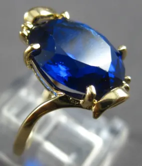ESTATE AAA SAPPHIRE 14K YELLOW GOLD 3D CLASSIC OVAL FUN LOVE RING #27850