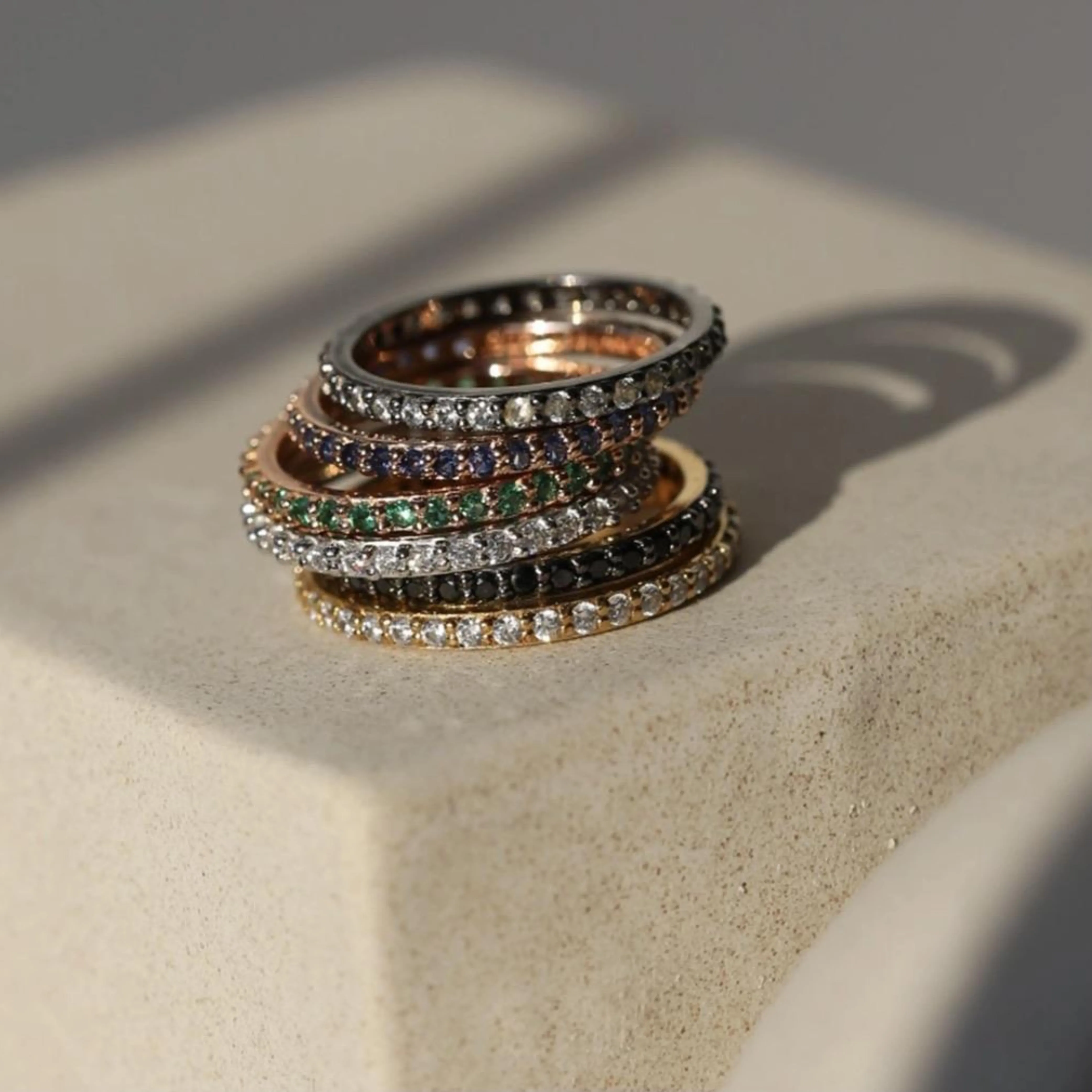 Eternity Ring Rose Gold with Blue Pave