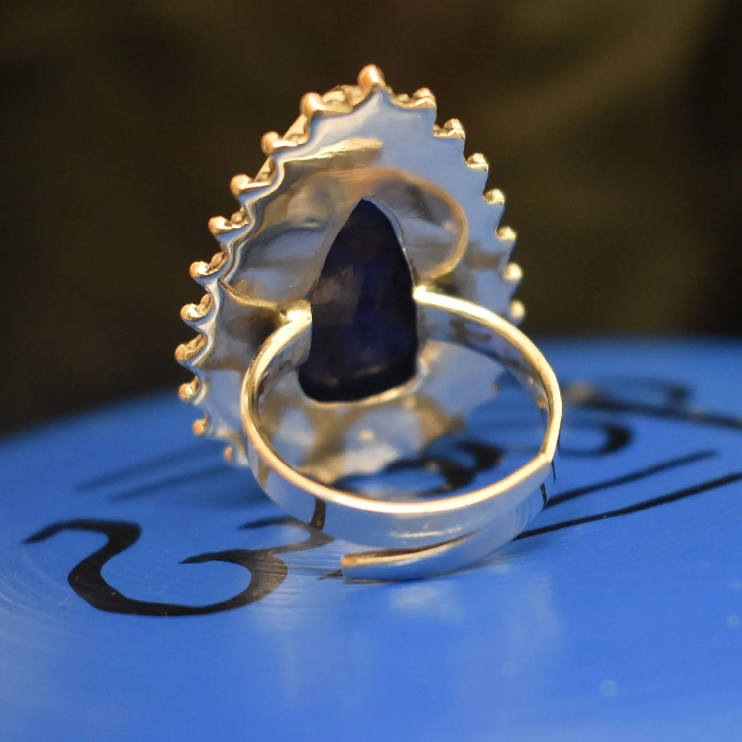 Expandable Teardrop Sapphire Ring (925) Sterling Silver