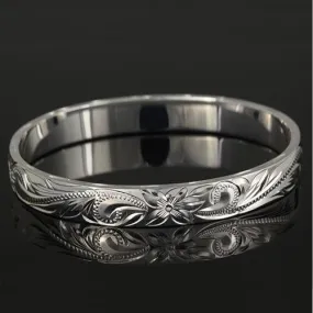 Extra Heavy Weight Sterling Silver Hawaiian Heirloom Bangle Straight Edge