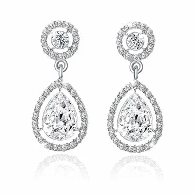 Fashion  AAA Cubic Zirconia Element Drop Earrings Bridal Wedding Earring