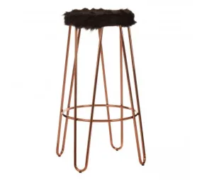 Faux Fur & Rose Gold Finish Stool