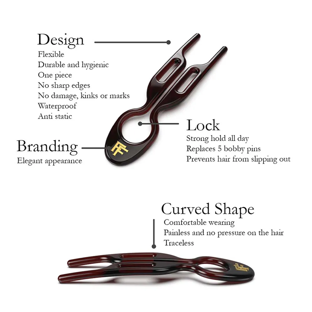 Fiona Franchimon - No. 1 Hairpin New York Collection - Black, Transparent and Brown (3 per box)