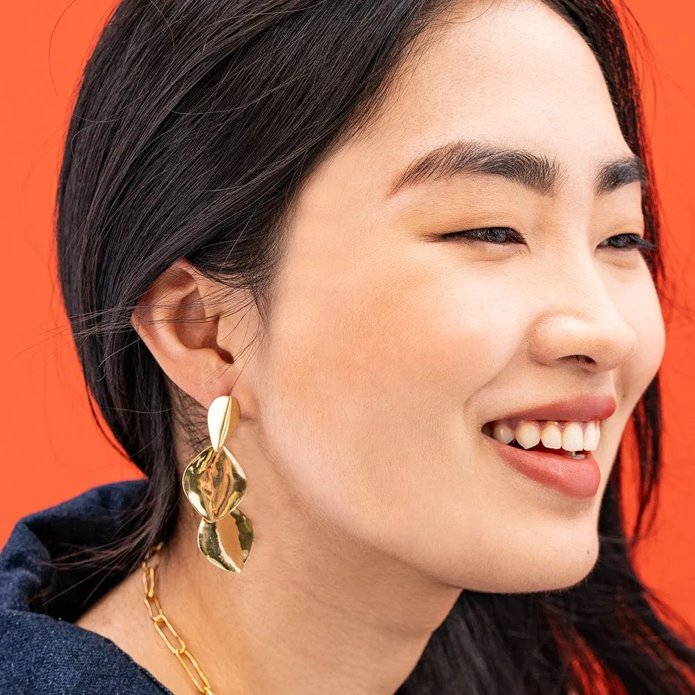 Flora Triple Leaf Dangle Earrings | Ink   Alloy