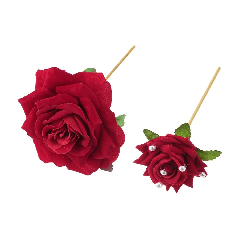 Flytonn New Elegant Retro Pearl Rose Hair Stick For Women Fashion Alloy  Hair Fork Hairpin Hair Accessories Headwear
