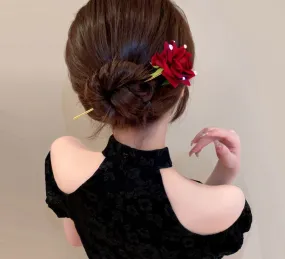 Flytonn New Elegant Retro Pearl Rose Hair Stick For Women Fashion Alloy  Hair Fork Hairpin Hair Accessories Headwear
