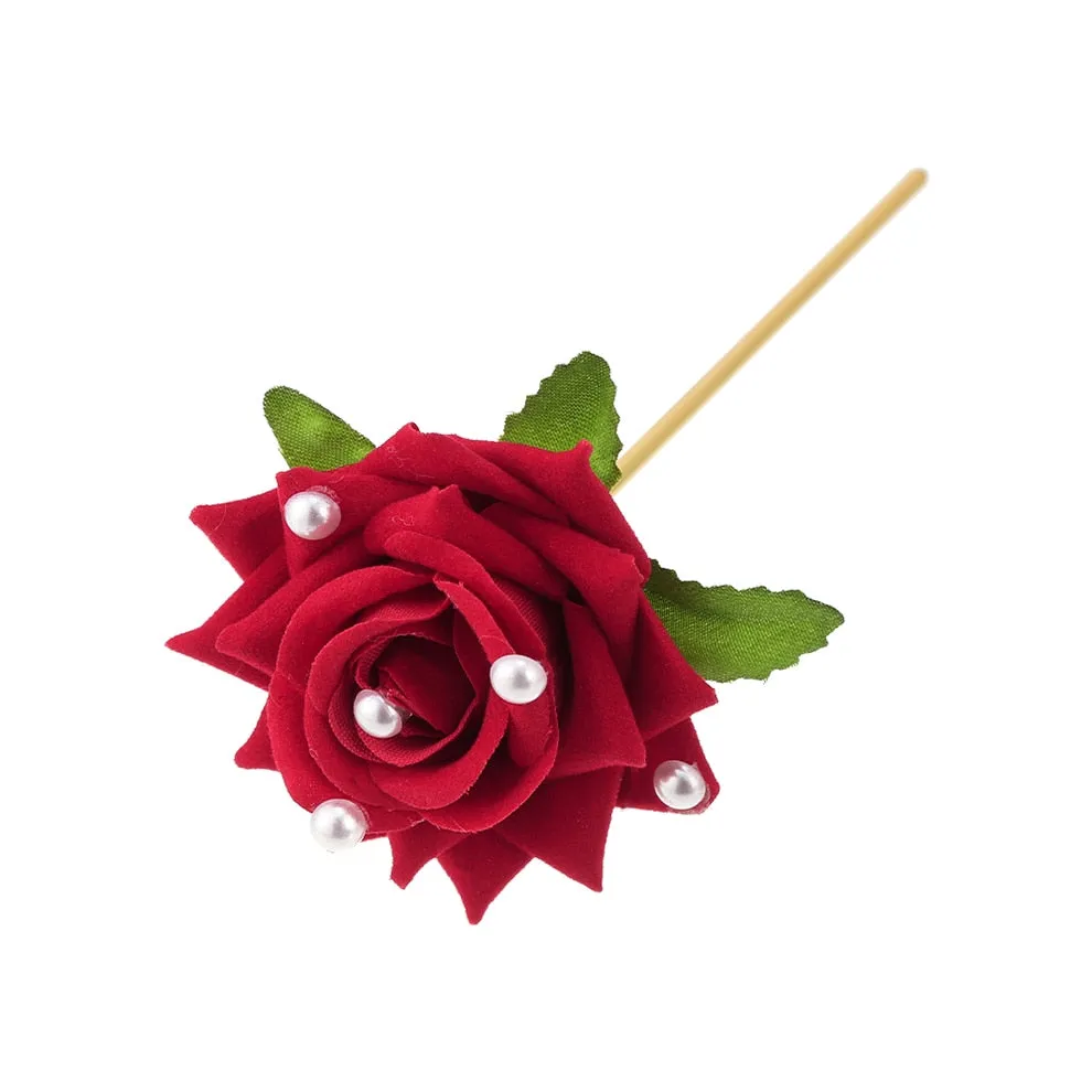 Flytonn New Elegant Retro Pearl Rose Hair Stick For Women Fashion Alloy  Hair Fork Hairpin Hair Accessories Headwear