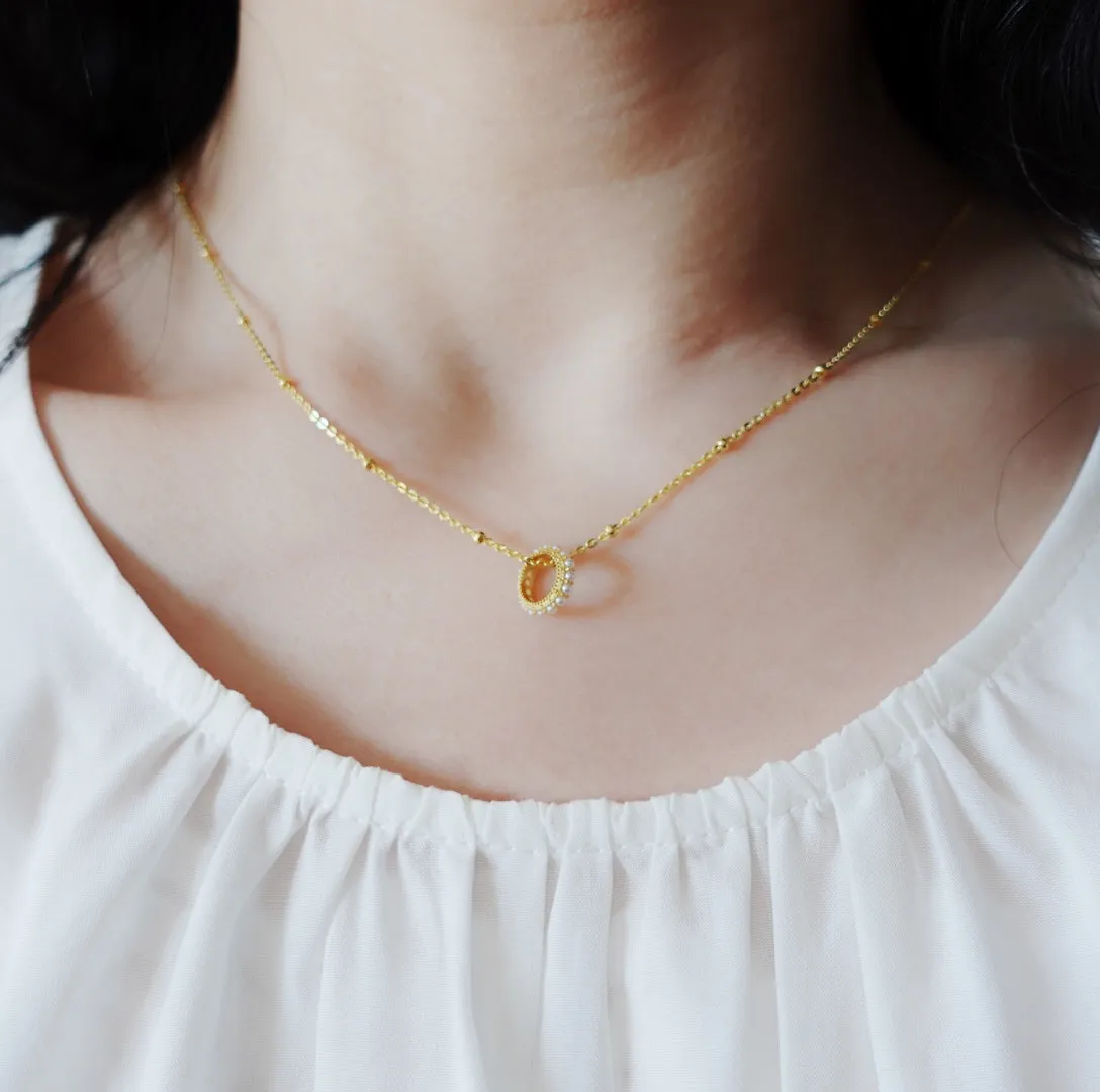 Gemstone Wheel Pendant Necklace