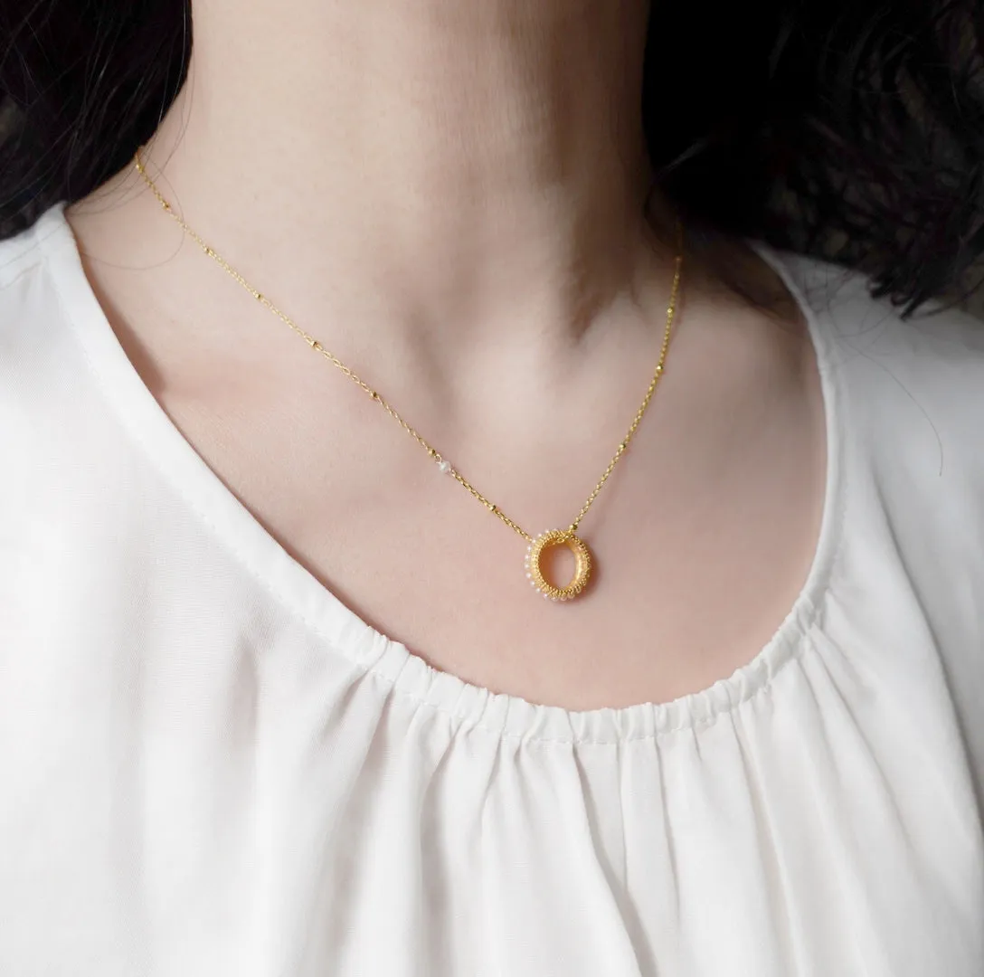Gemstone Wheel Pendant Necklace
