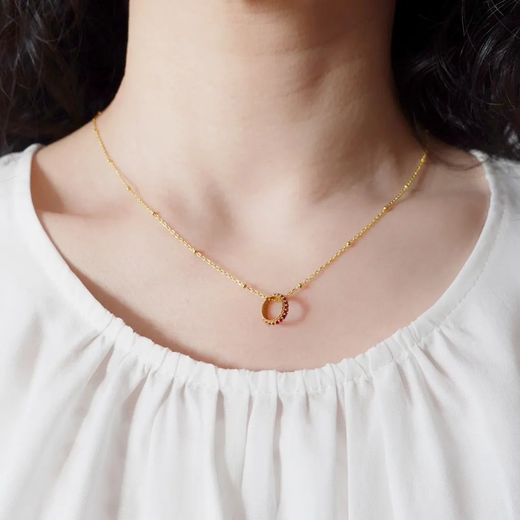 Gemstone Wheel Pendant Necklace
