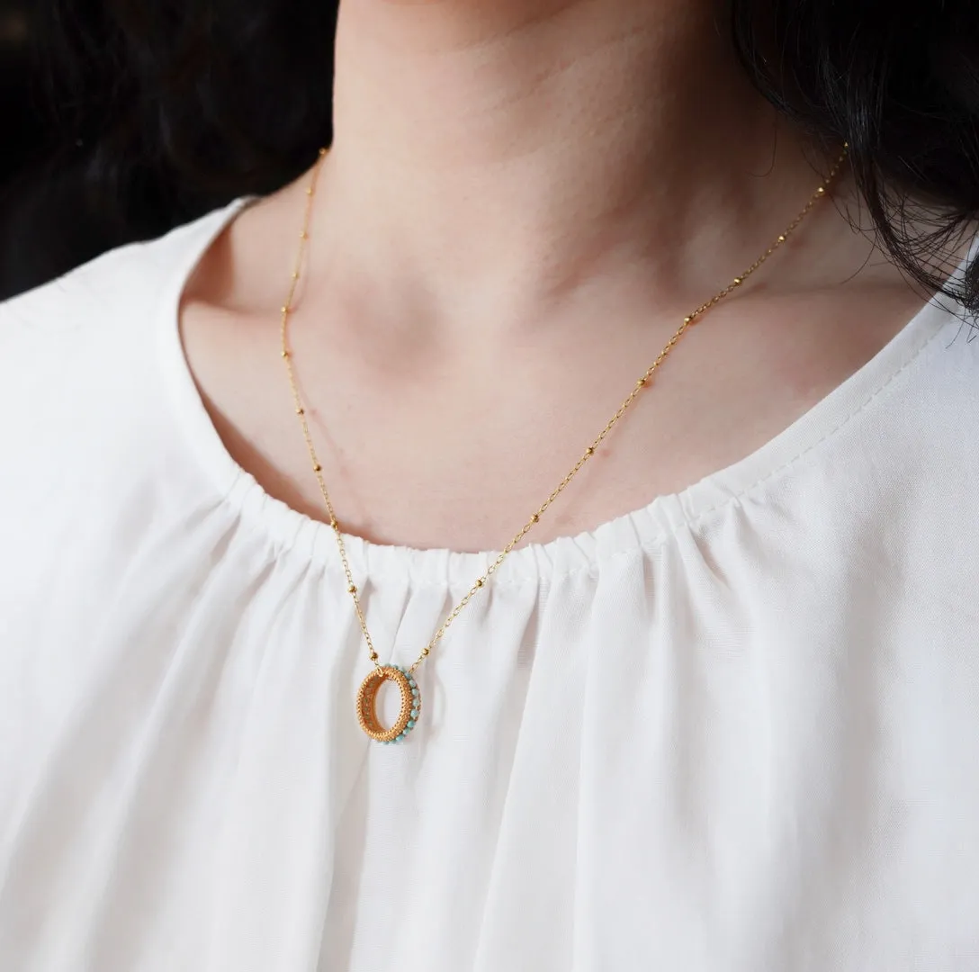 Gemstone Wheel Pendant Necklace