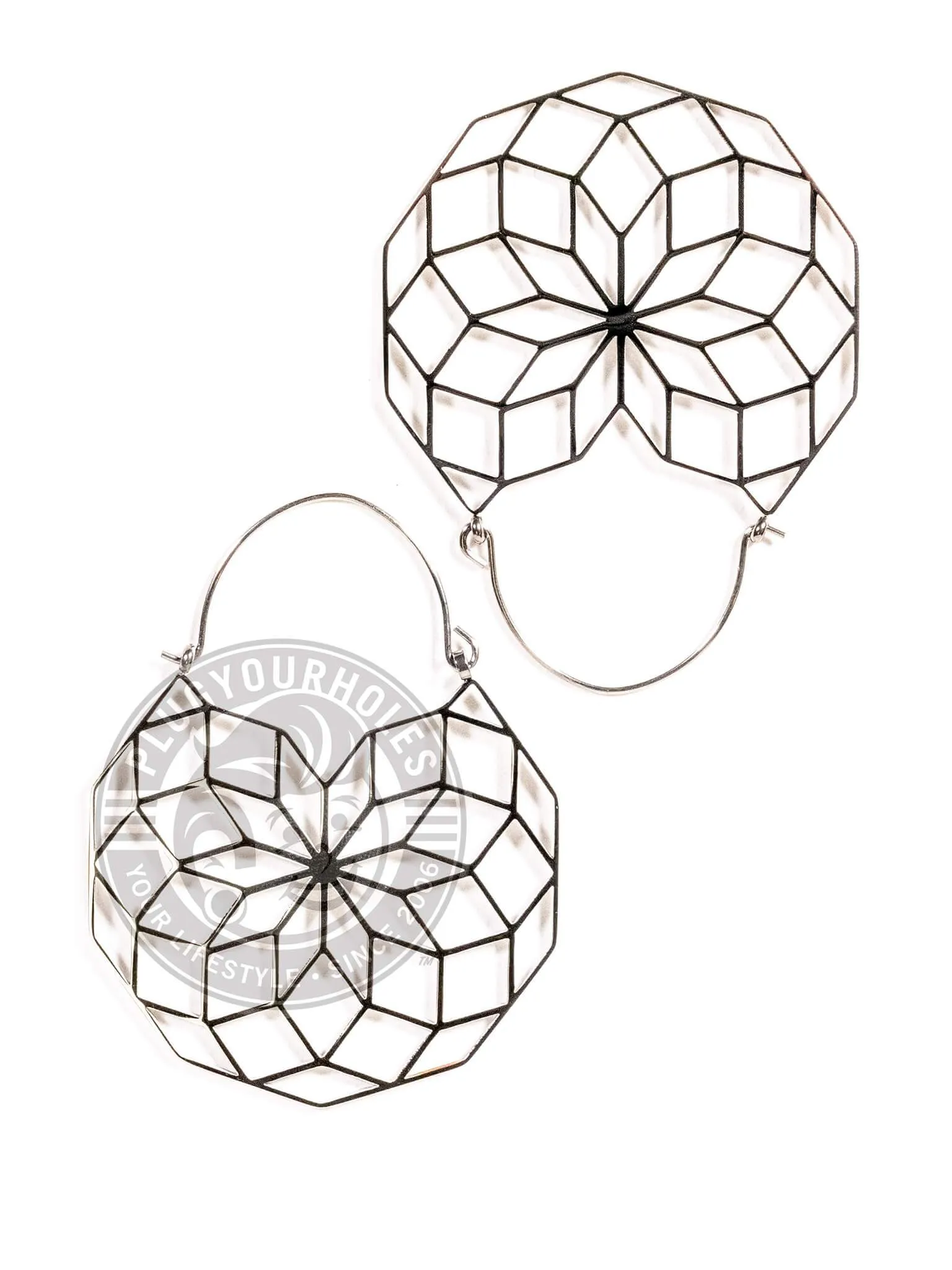 Geometric Star Dangle Hoop Steel Earrings