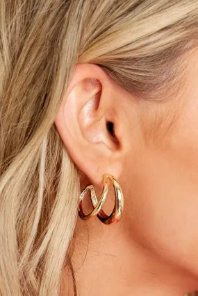 Give It A Whirl Gold Hoop Earrings