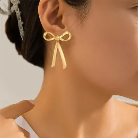 Gold Color Bow Stud Nail Cute Jewelry Piercing Vintage Earring