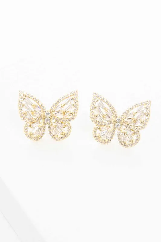 Gold Crystal Butterfly Earrings