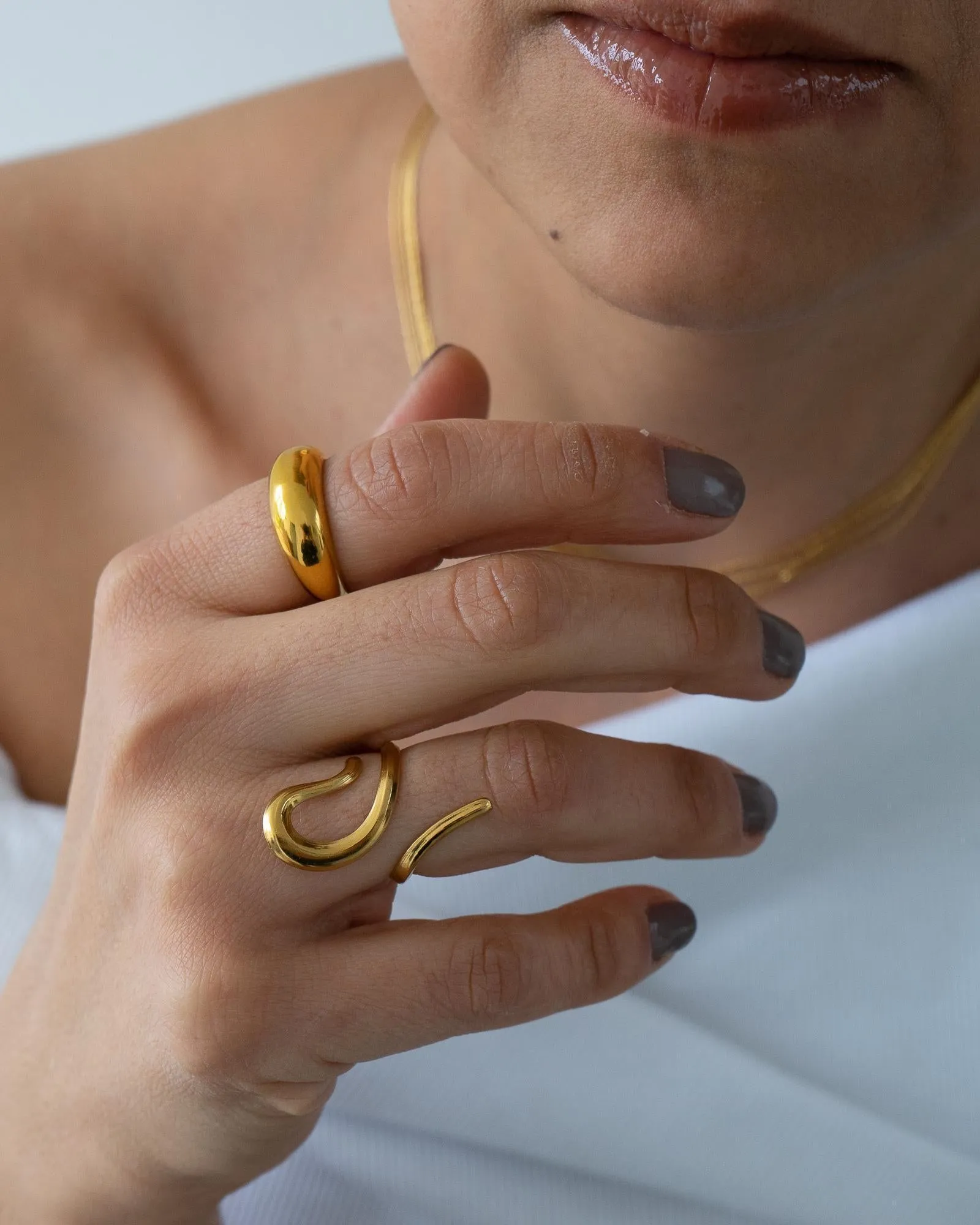 Gold Dainty Abstract Snake Ring
