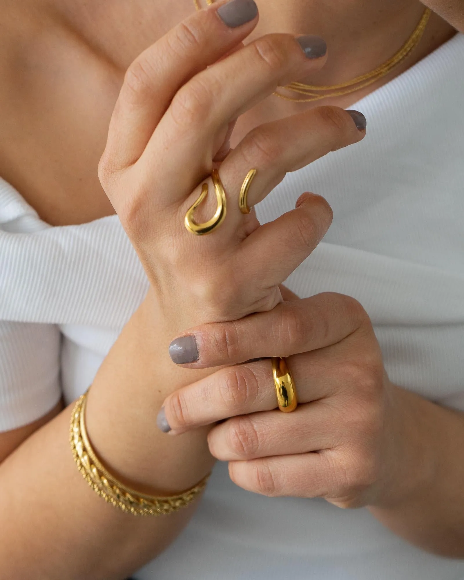Gold Dainty Abstract Snake Ring