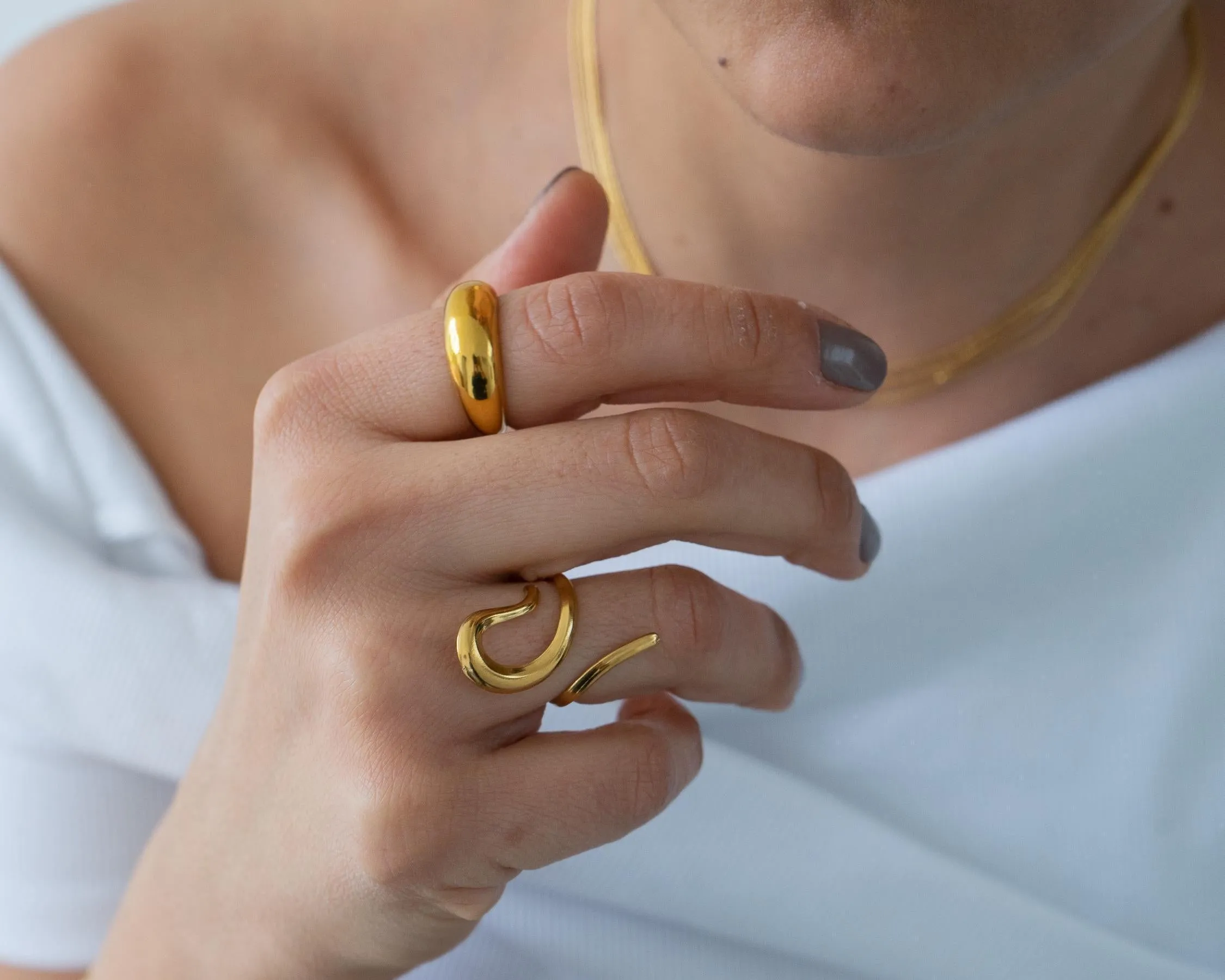 Gold Dainty Abstract Snake Ring