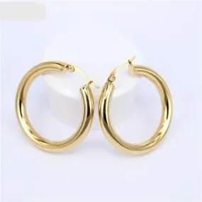Gold Round Hoop Earrings