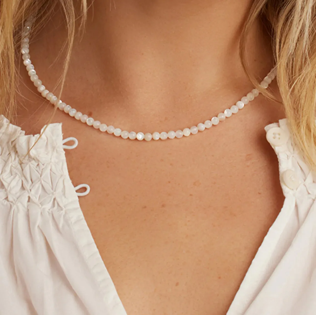 Gorjana Carter Gemstone Necklace (Mother of Pearl)