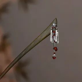 Green Ebony Seedlings, Silver Hairpins, Tassel Pendants, Hairpins, Tibetan Seedlings, Silver Hairpins, Ancient Costumes Hairpins