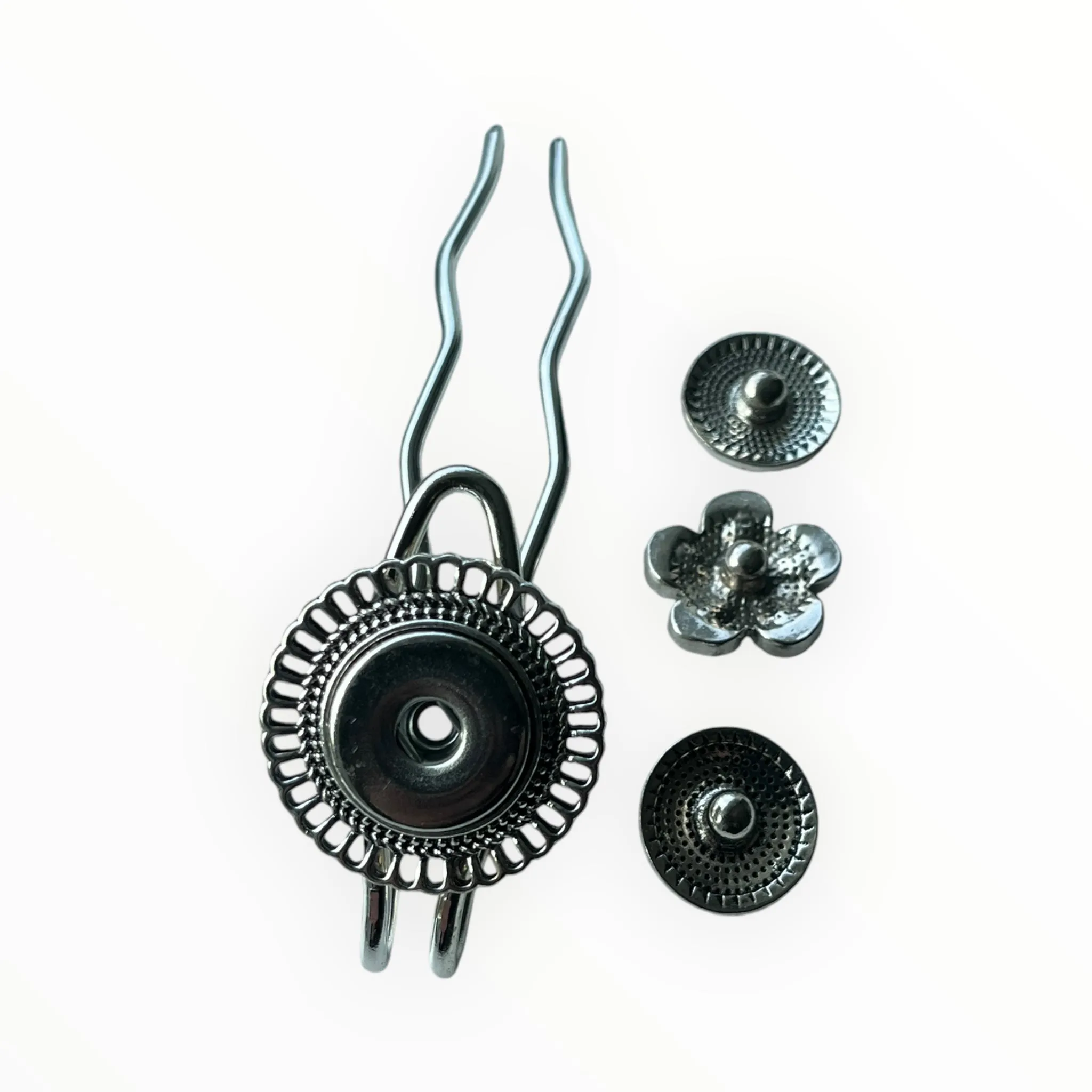 Hairpin Round- HAIRACCESSOIRE - incl. 3 gratis buttons naar keuze