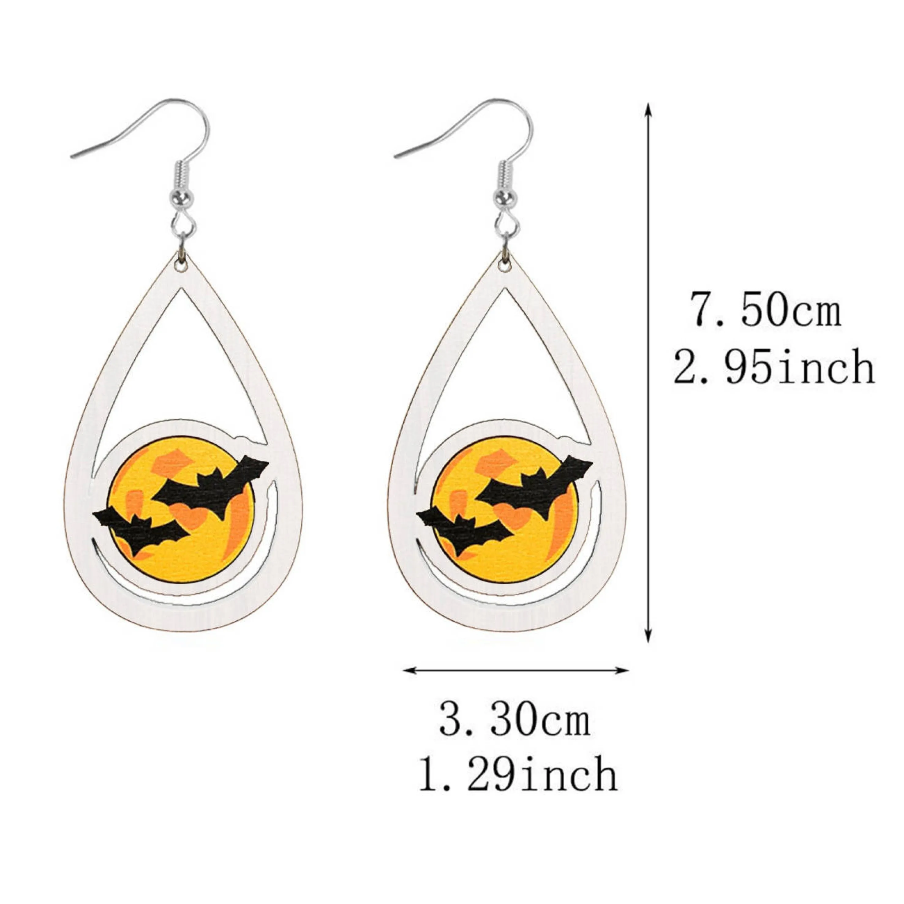 Halloween Bats Wooden Drop Ear Bling