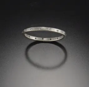 Hammered Band with Eternity Diamonds in White Gold