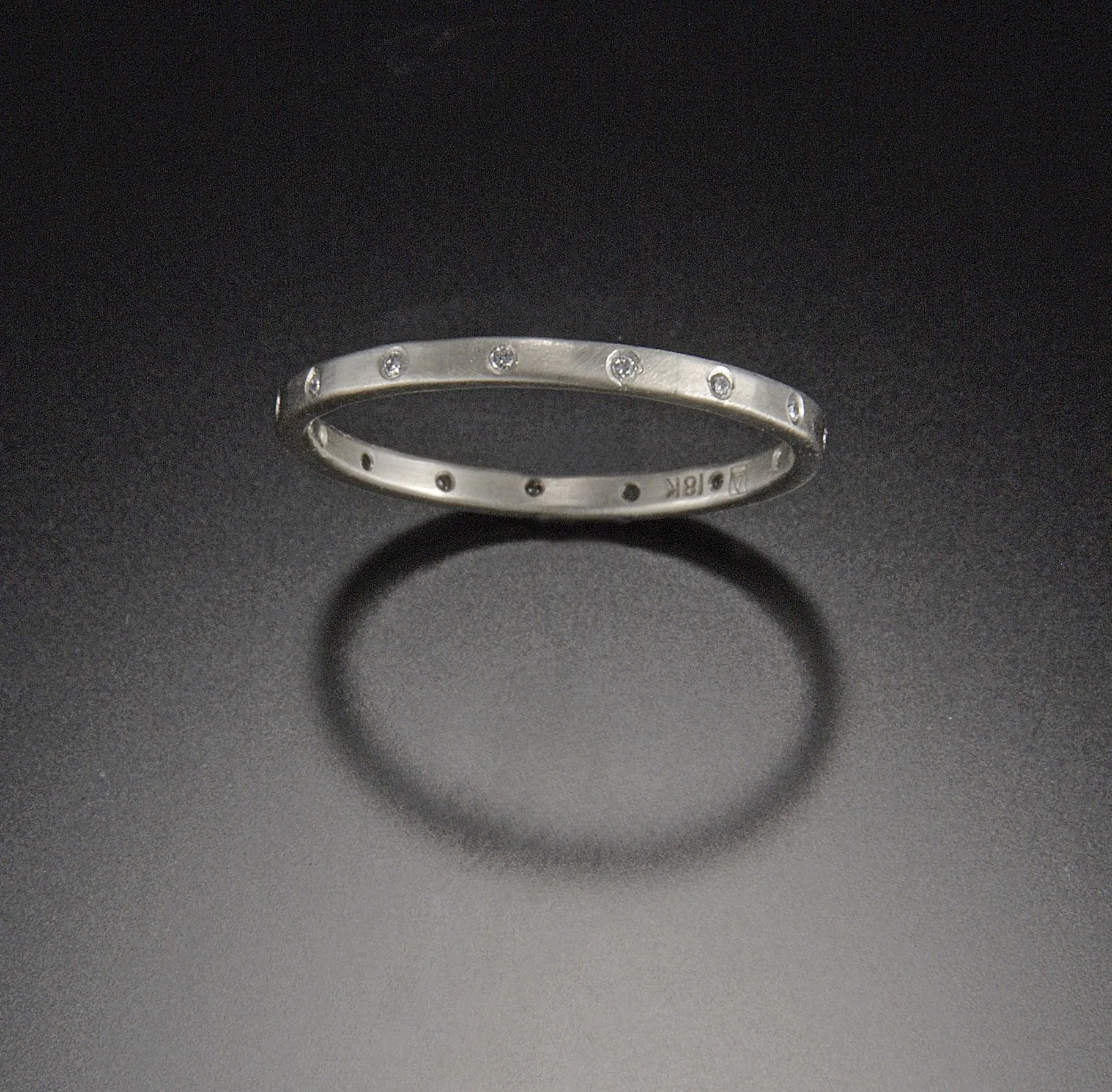 Hammered Band with Eternity Diamonds in White Gold