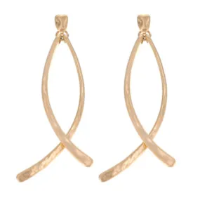 Hammered Double Curved Bar Earrings