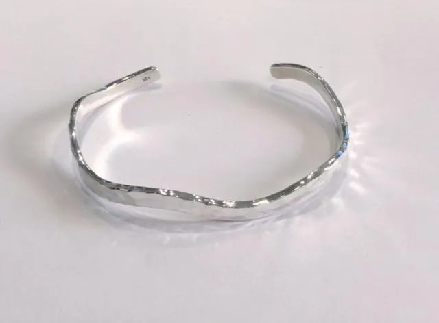 Hammered Silver Cuff Bangle