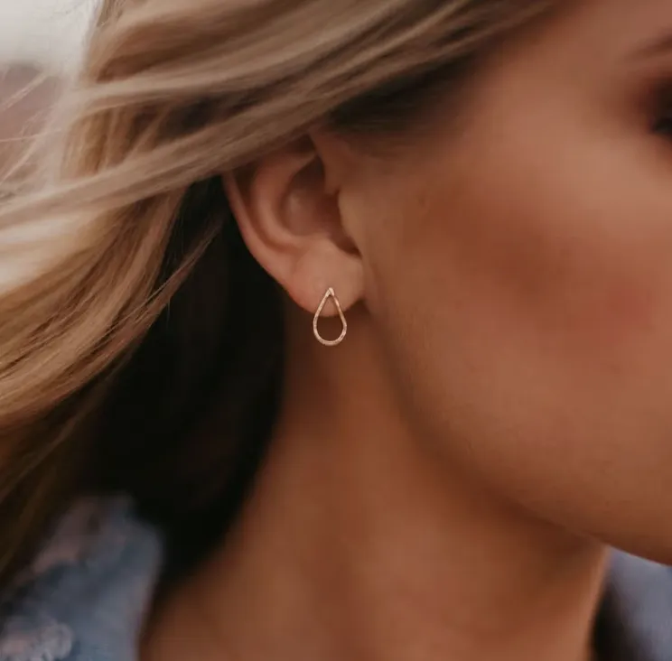 Hammered Teardrop Stud Earrings