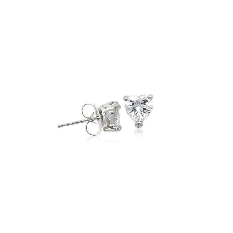 Heart 6mm Cubic Zirconia Solitaire Earring