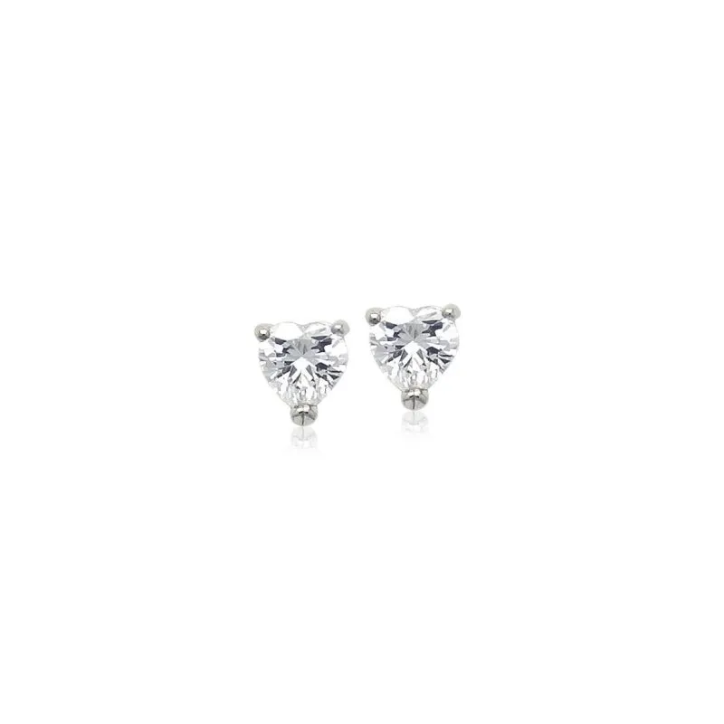 Heart 6mm Cubic Zirconia Solitaire Earring