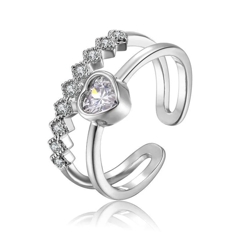 Heart Austrian Crystal Toe or Mid Finger Ring