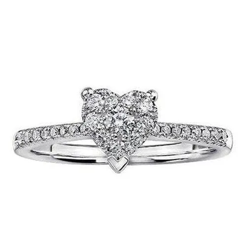 Heart Diamond Ring with Diamond shoulders .30ct