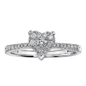 Heart Diamond Ring with Diamond shoulders .30ct
