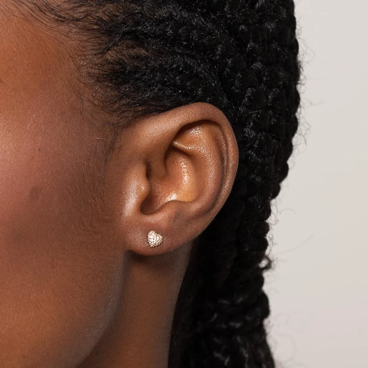 Heart Pavé Stud Earrings in Gold