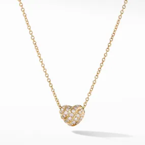 Heart Pendant Necklace in 18K Yellow Gold with Pave Diamonds