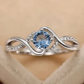 Huitan 2022 Modern Design Women's Wedding Rings Charming Blue Cubic Zirconia High Quality Silver Color Ring Engagement Jewelry