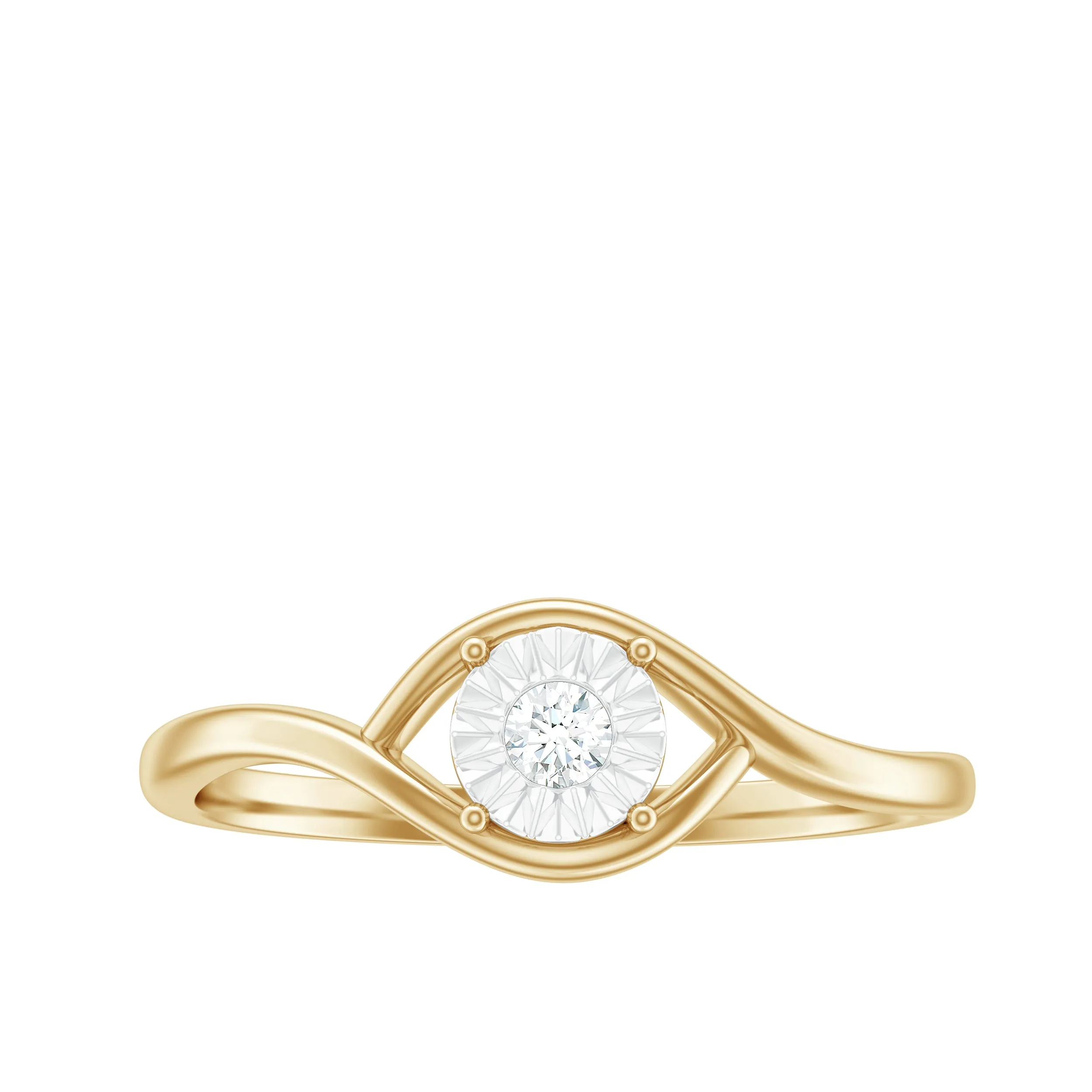 Illusion Set Round Cut Diamond Promise Ring in Gold