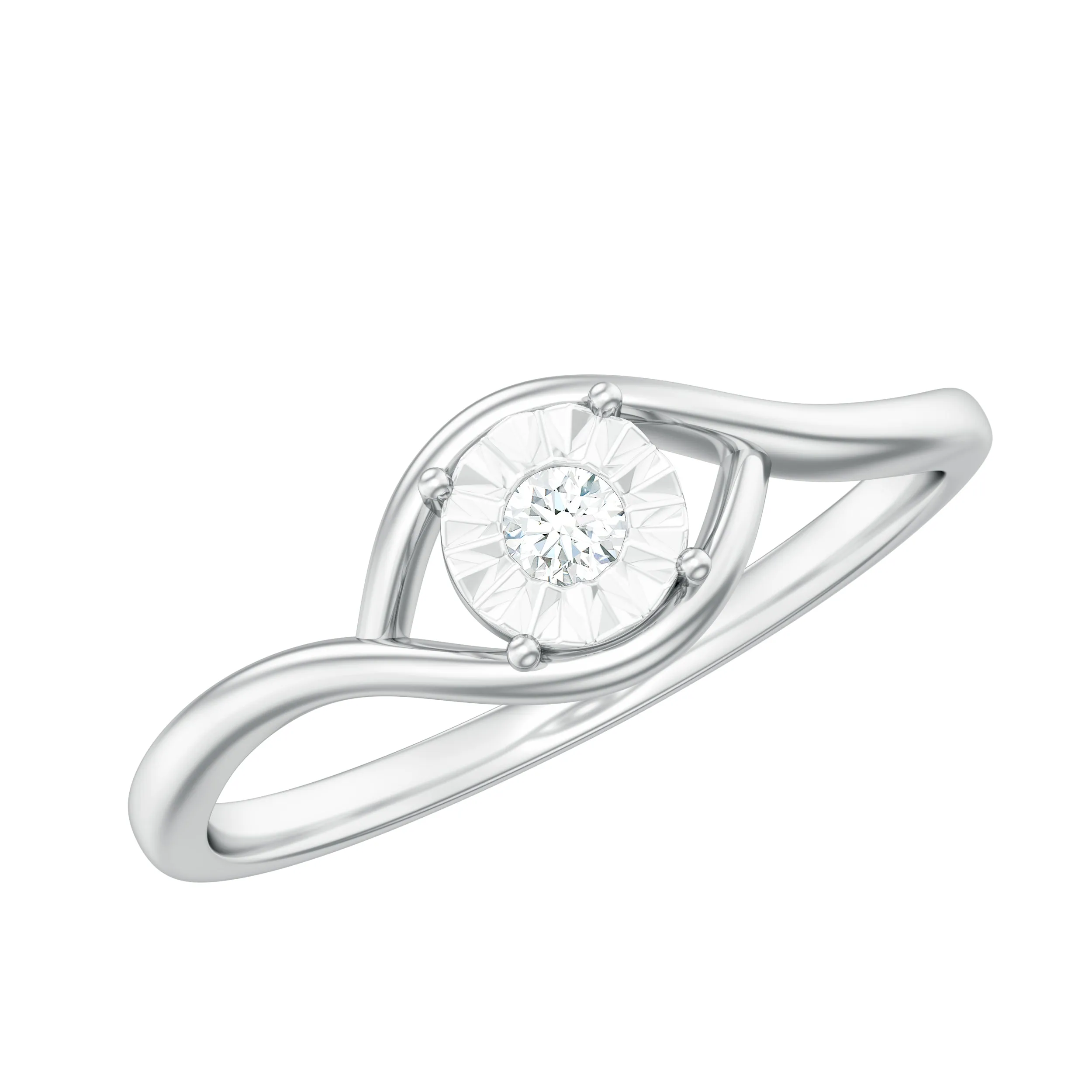 Illusion Set Round Cut Diamond Promise Ring in Gold