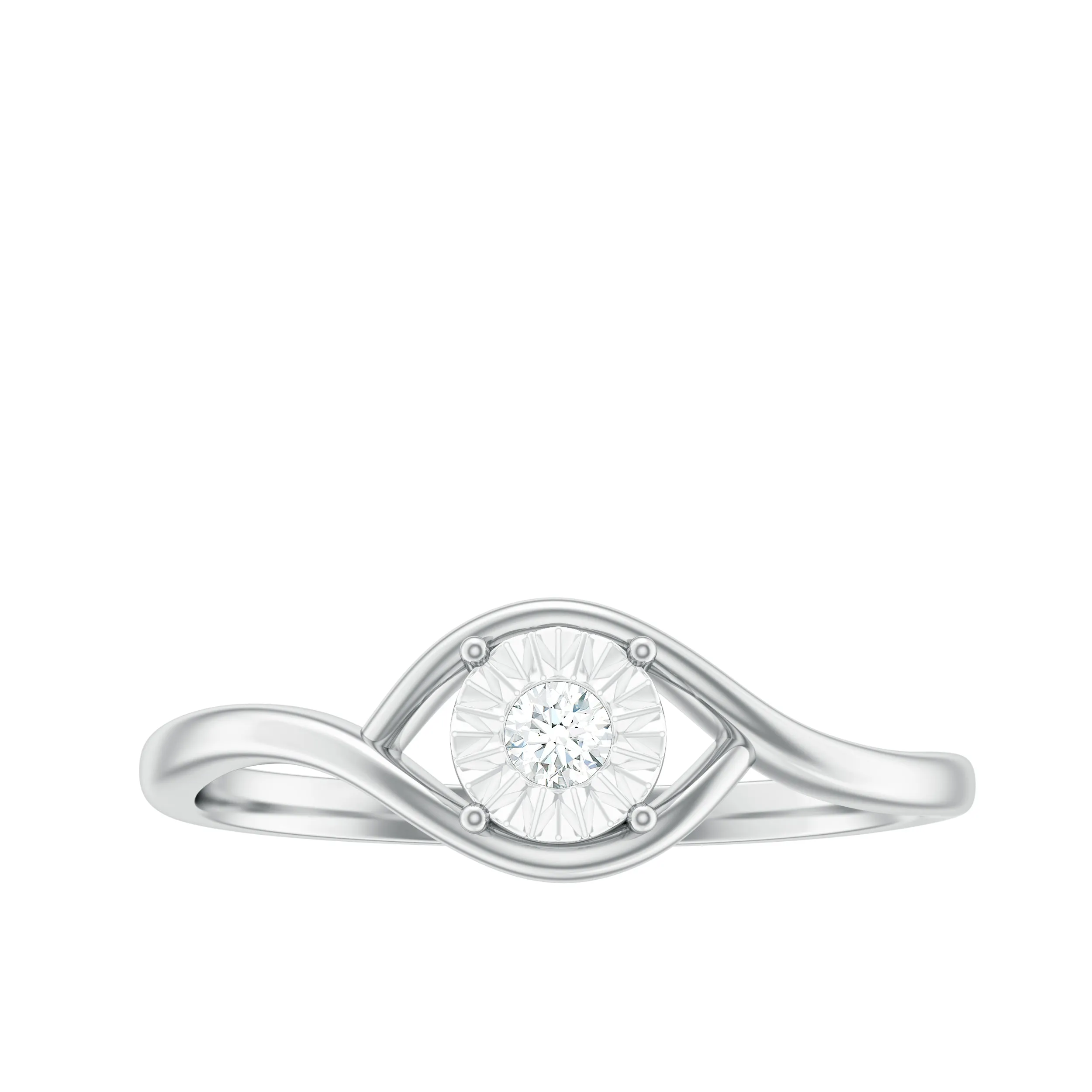 Illusion Set Round Cut Diamond Promise Ring in Gold